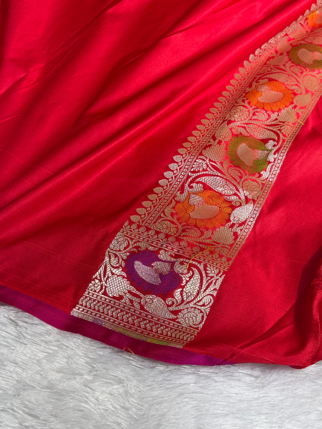 Mashru Silk Banarasi Rangkaat Saree Zari Border Pallu