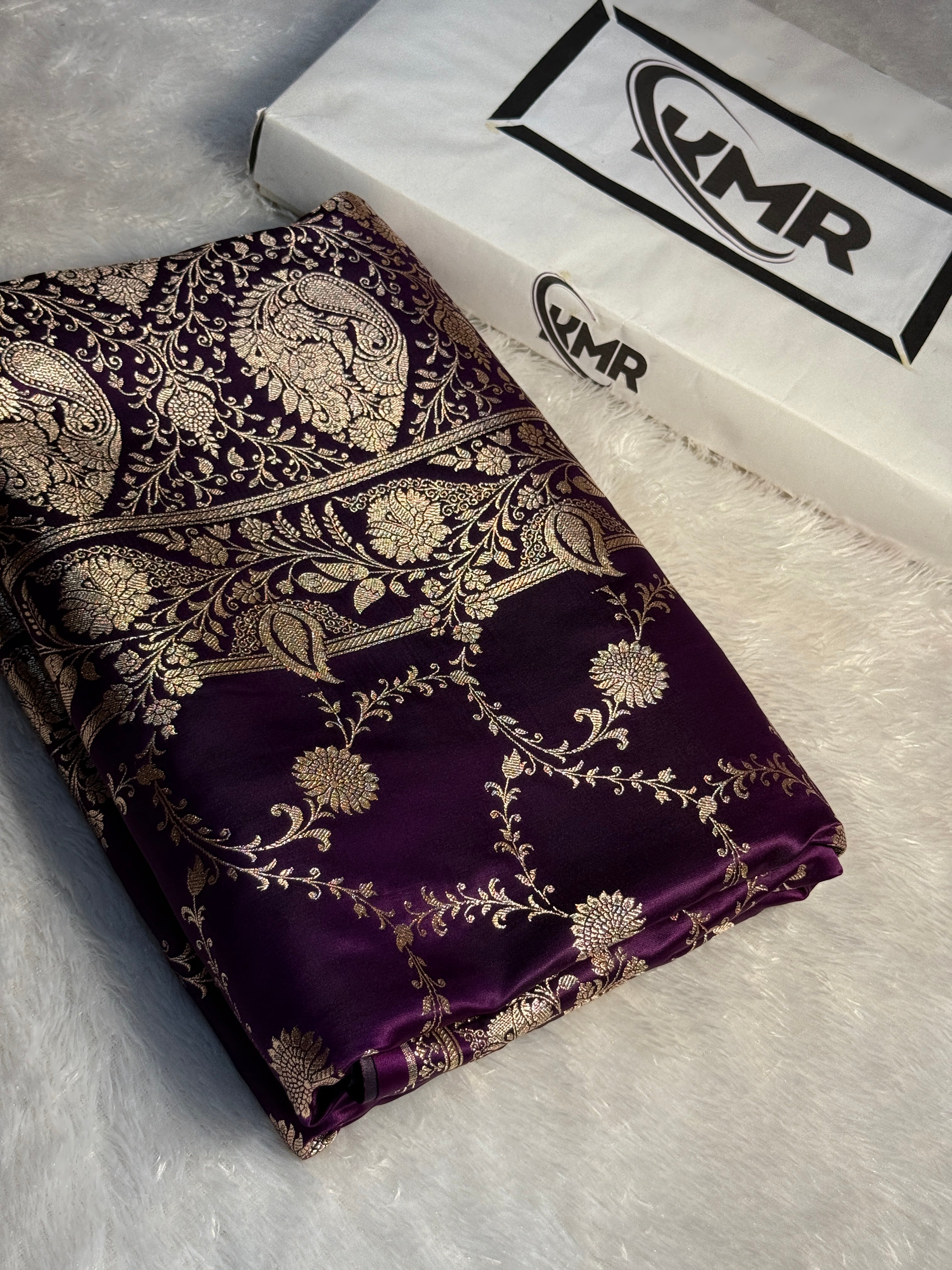 Mashru Silk Banarasi Jaal Saree Zari Border Pallu