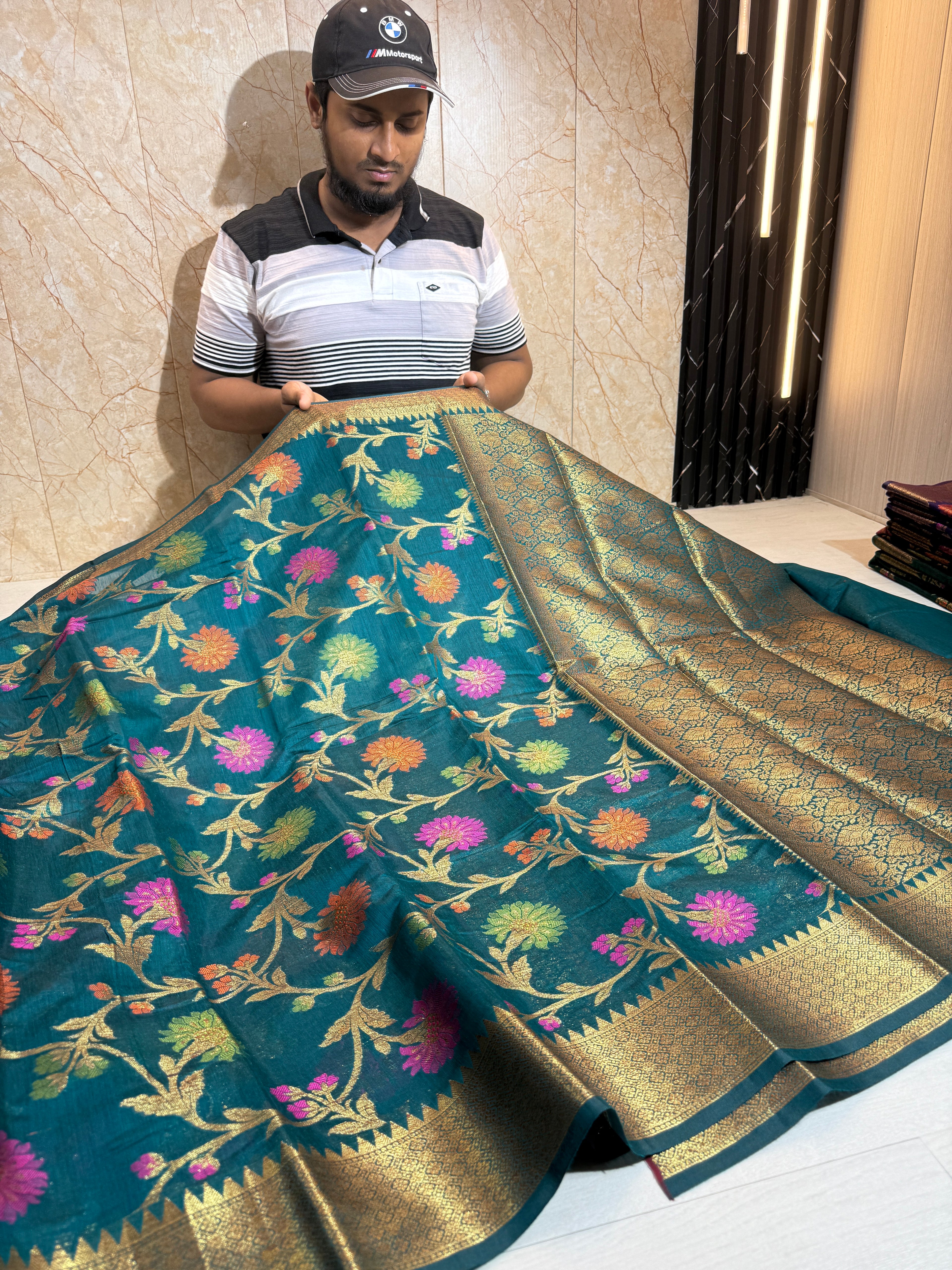 Soft Eri Silk Banarsi Weaving Jaal Pattern Saree