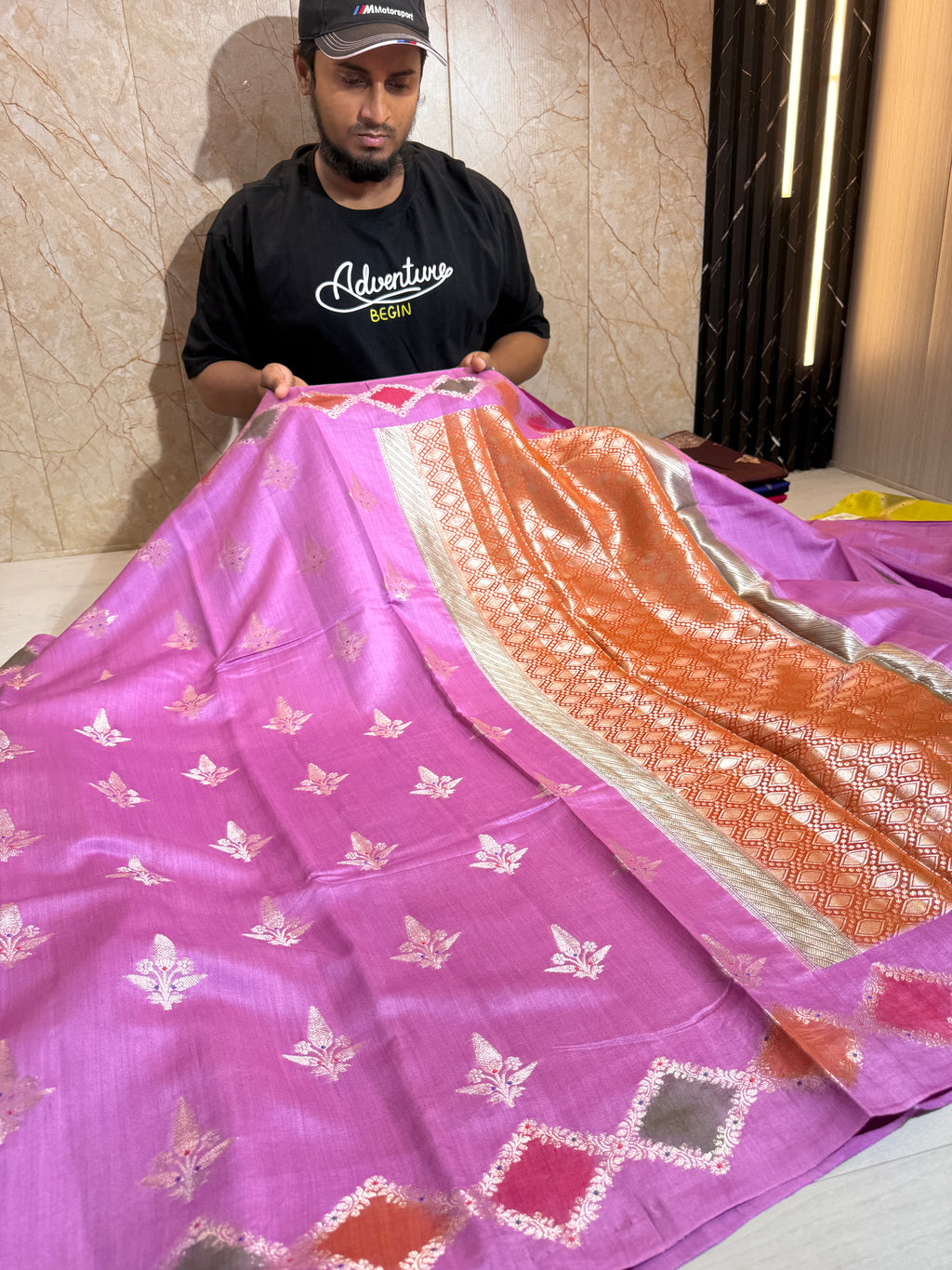 Pure Chiniya Silk Saree With Handbrush Work Border Buti Design Saree