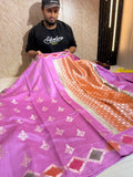 Pure Chiniya Silk Saree With Handbrush Work Border Buti Design Saree