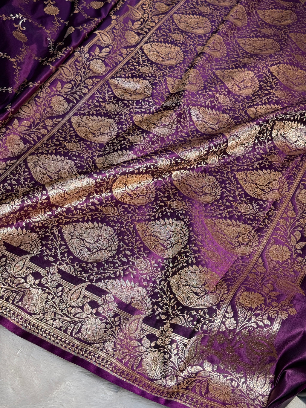 Mashru Silk Banarasi Jaal Saree Zari Border Pallu