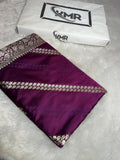 Mashru Silk Banarasi Luxurious Cross Pattern Saree Zari Border And Pallu