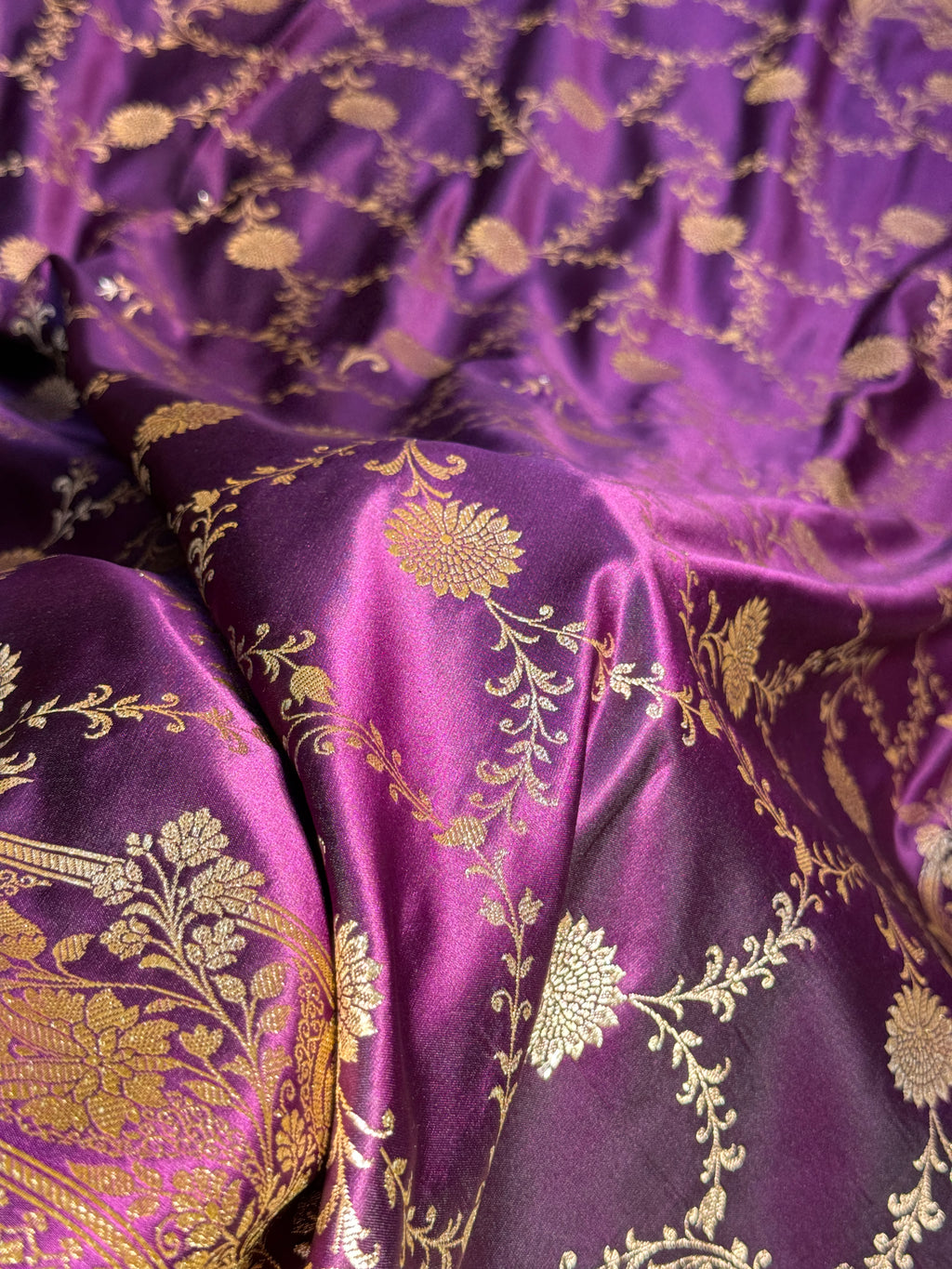 Mashru Silk Banarasi Jaal Saree Zari Border Pallu
