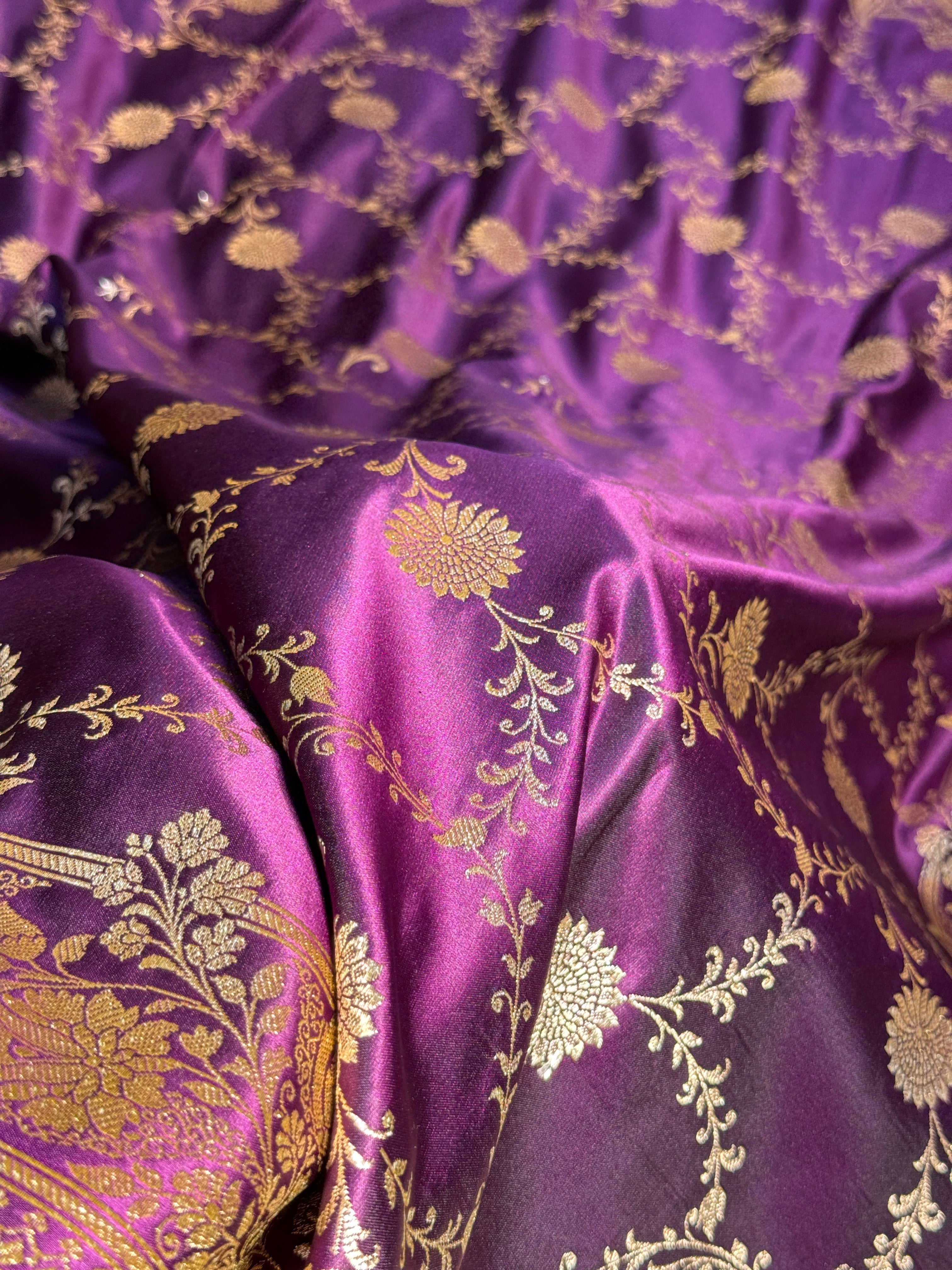 Mashru Silk Banarasi Jaal Saree Zari Border Pallu