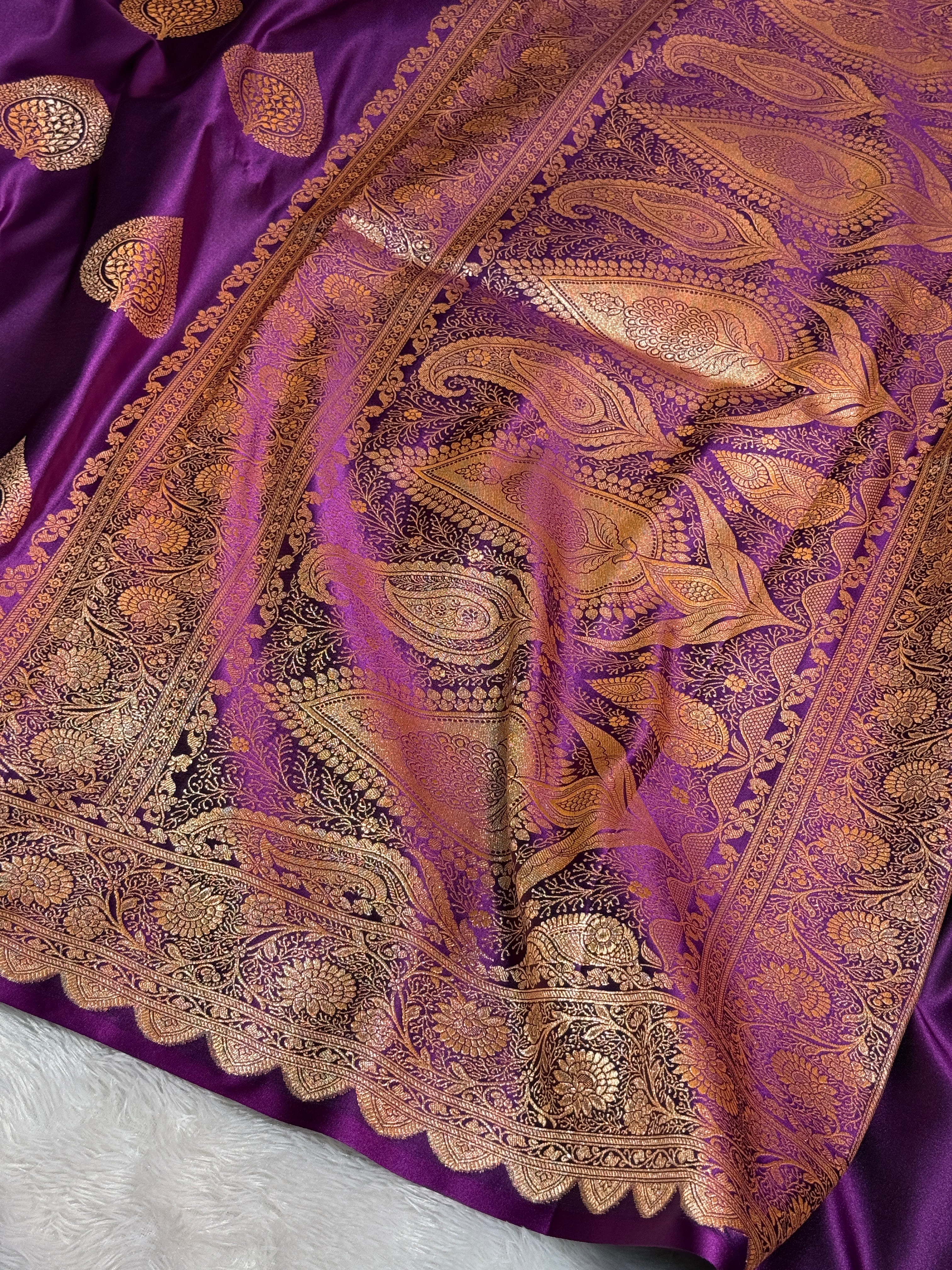 Mashru Silk Banarasi Boota Saree Zari Border Pallu