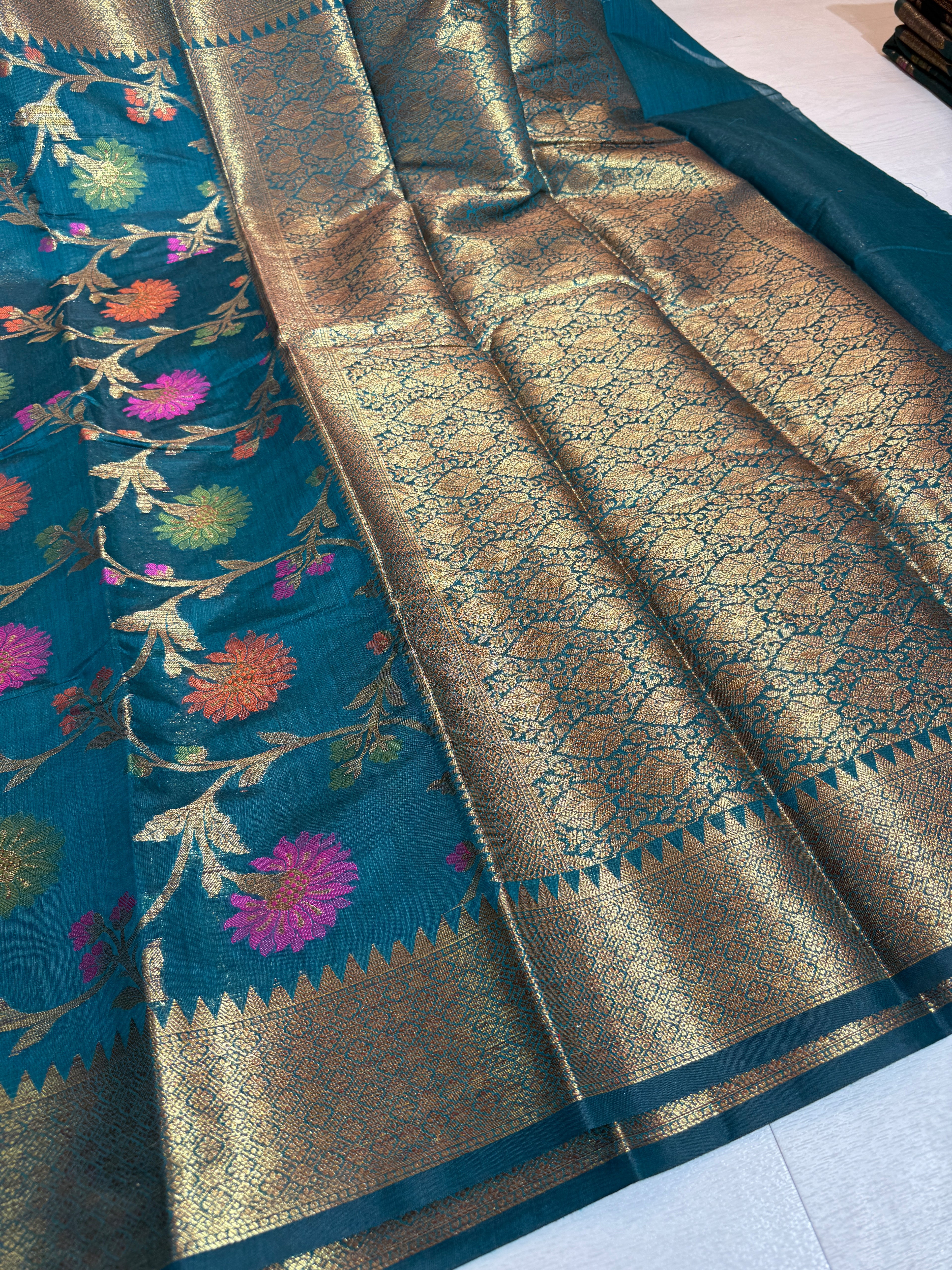 Soft Eri Silk Banarsi Weaving Jaal Pattern Saree