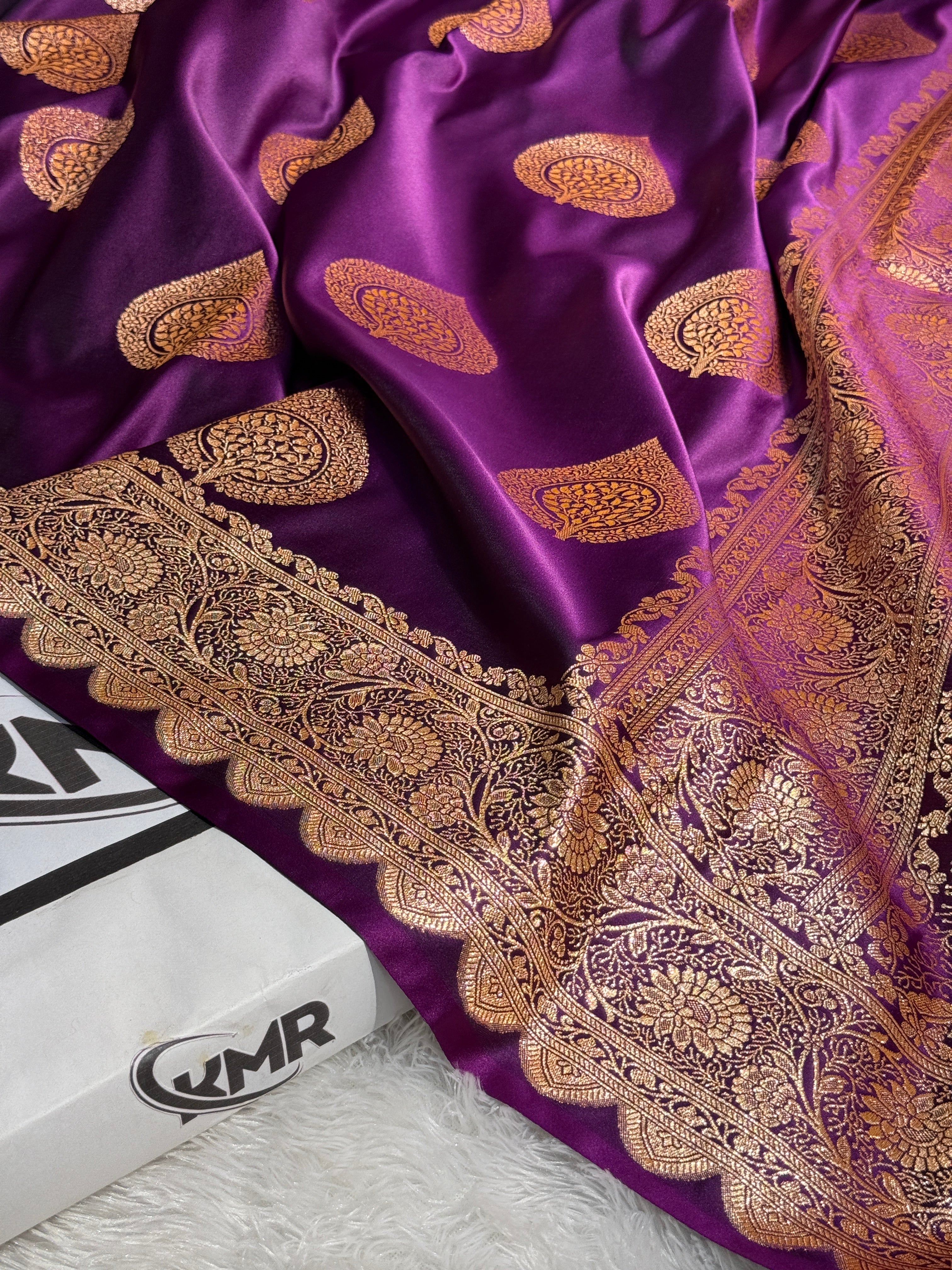 Mashru Silk Banarasi Boota Saree Zari Border Pallu