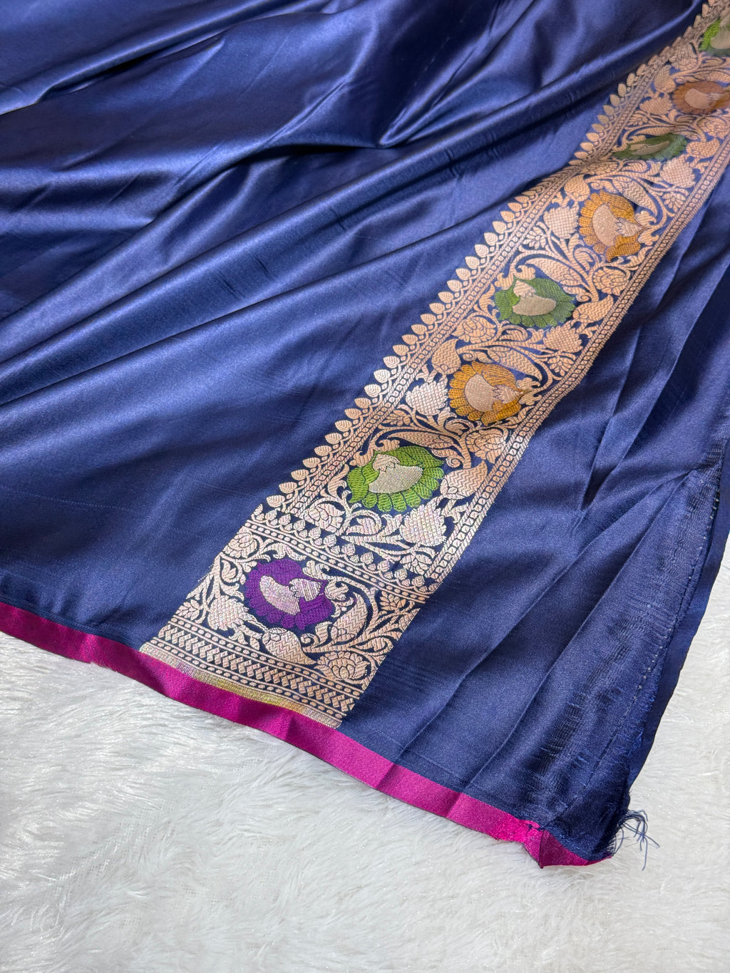Mashru Silk Banarasi Rangkaat Saree Zari Border Pallu
