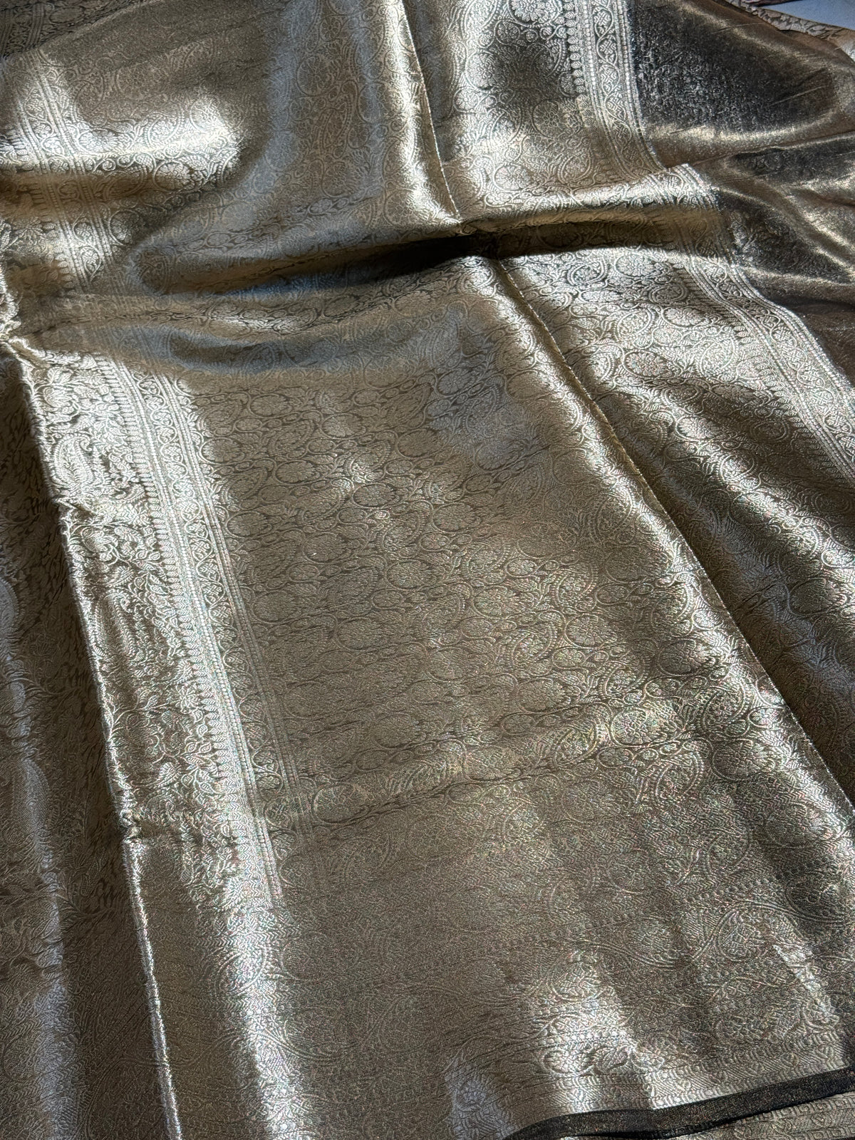 Luxurious Banarasi Pure Tissue Brocade Silk Saree With Plain Blouse Piece