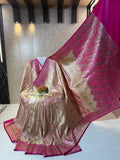 Banarasi Luxurious Meenakari Satin Silk Katan Saree With Contrast Border Pallu