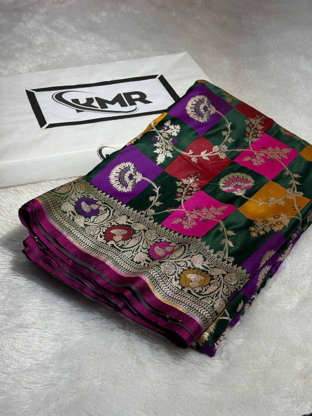 Mashru Silk Banarasi Rangkaat Saree Zari Border Pallu