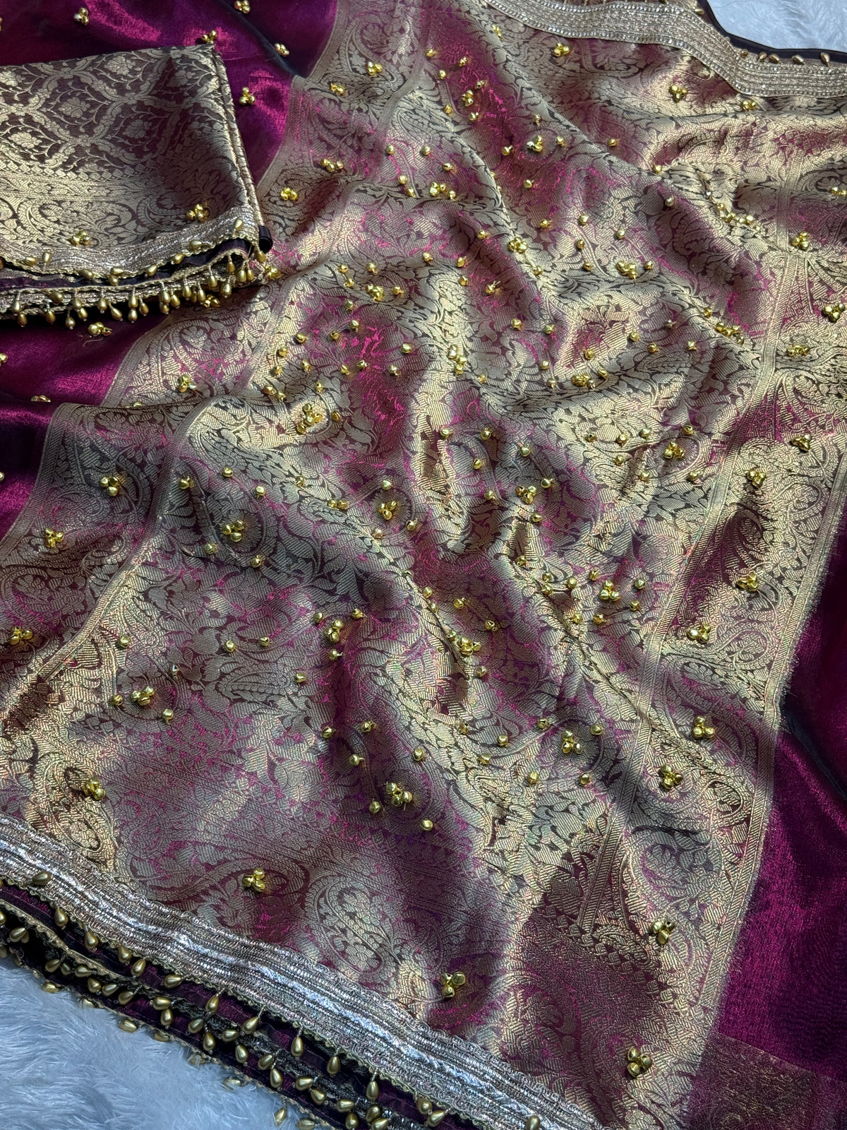 Premium Banarasi Soft Tissue Saree X Viral Ghungroo Work