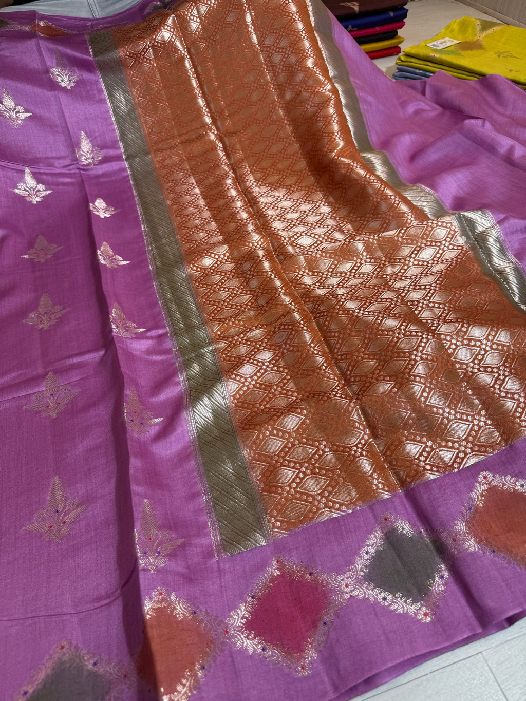 Pure Chiniya Silk Saree With Handbrush Work Border Buti Design Saree