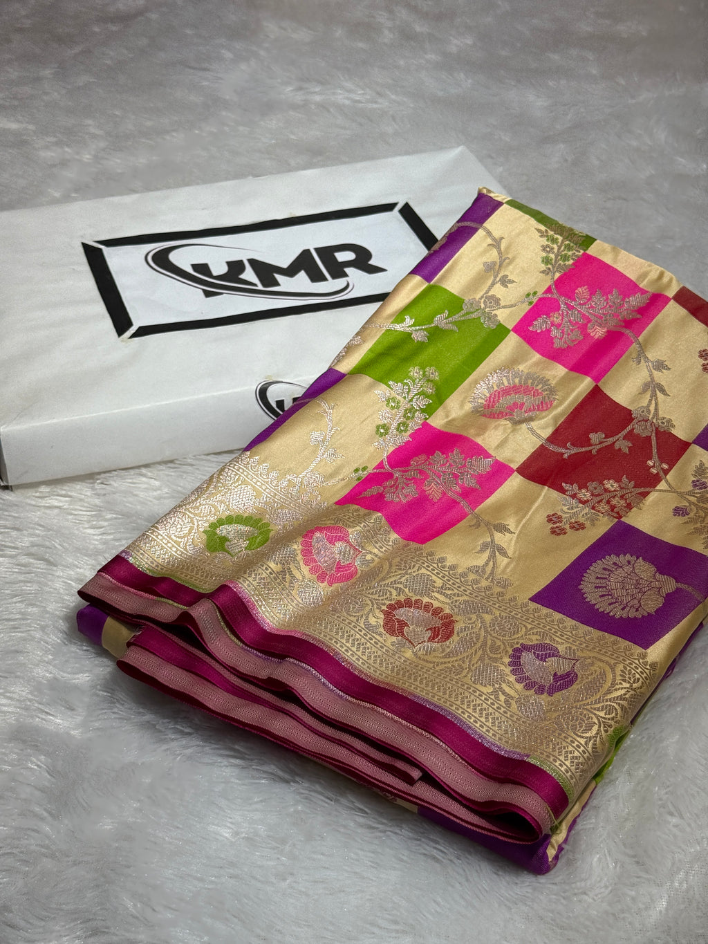 Mashru Silk Banarasi Rangkaat Saree Zari Border Pallu
