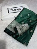 Mashru Katan Silk Banarasi Zari Border Buti Design Saree With Light Weight