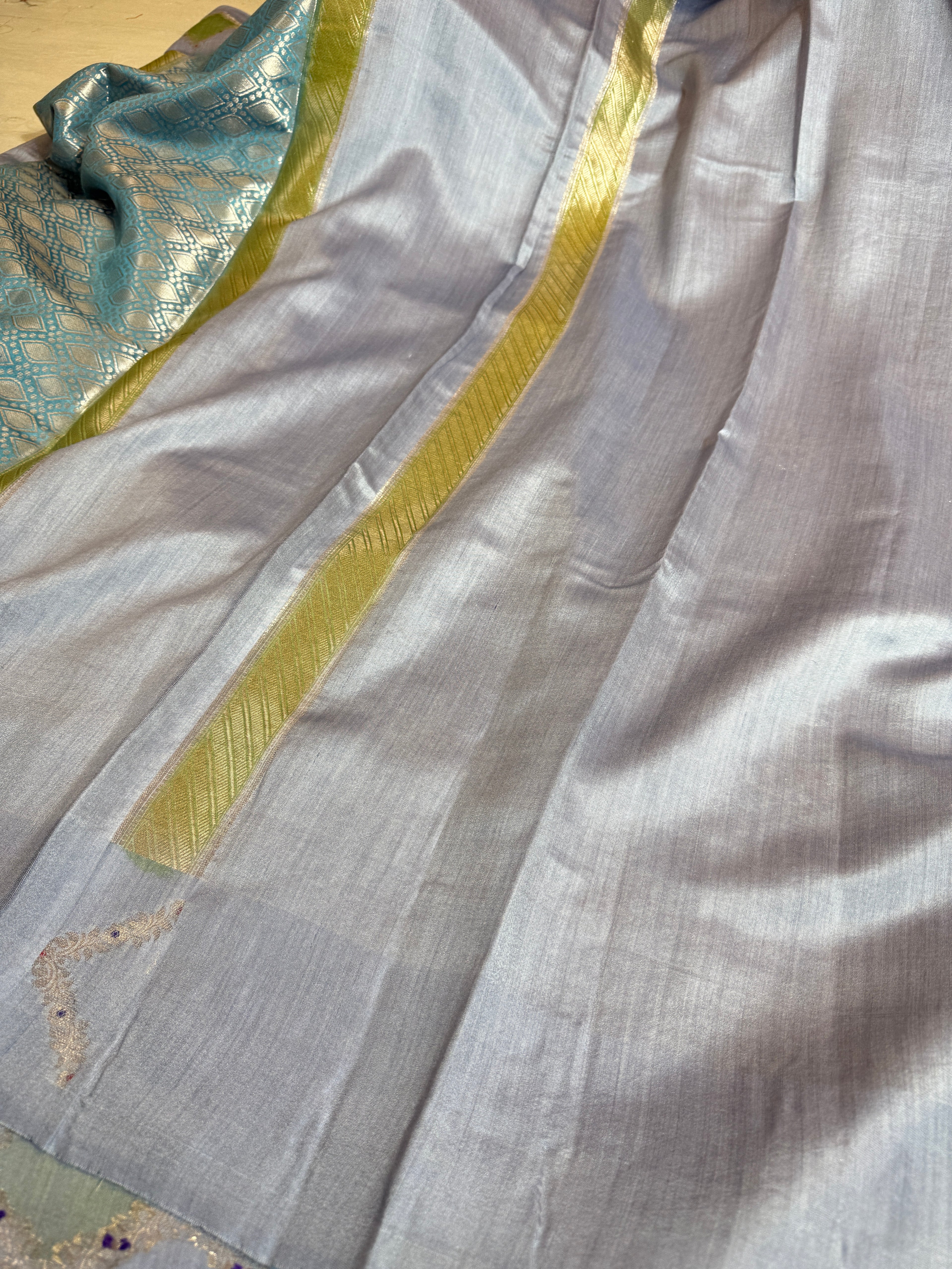 Pure Chiniya Silk Saree With Handbrush Work Border Buti Design Saree