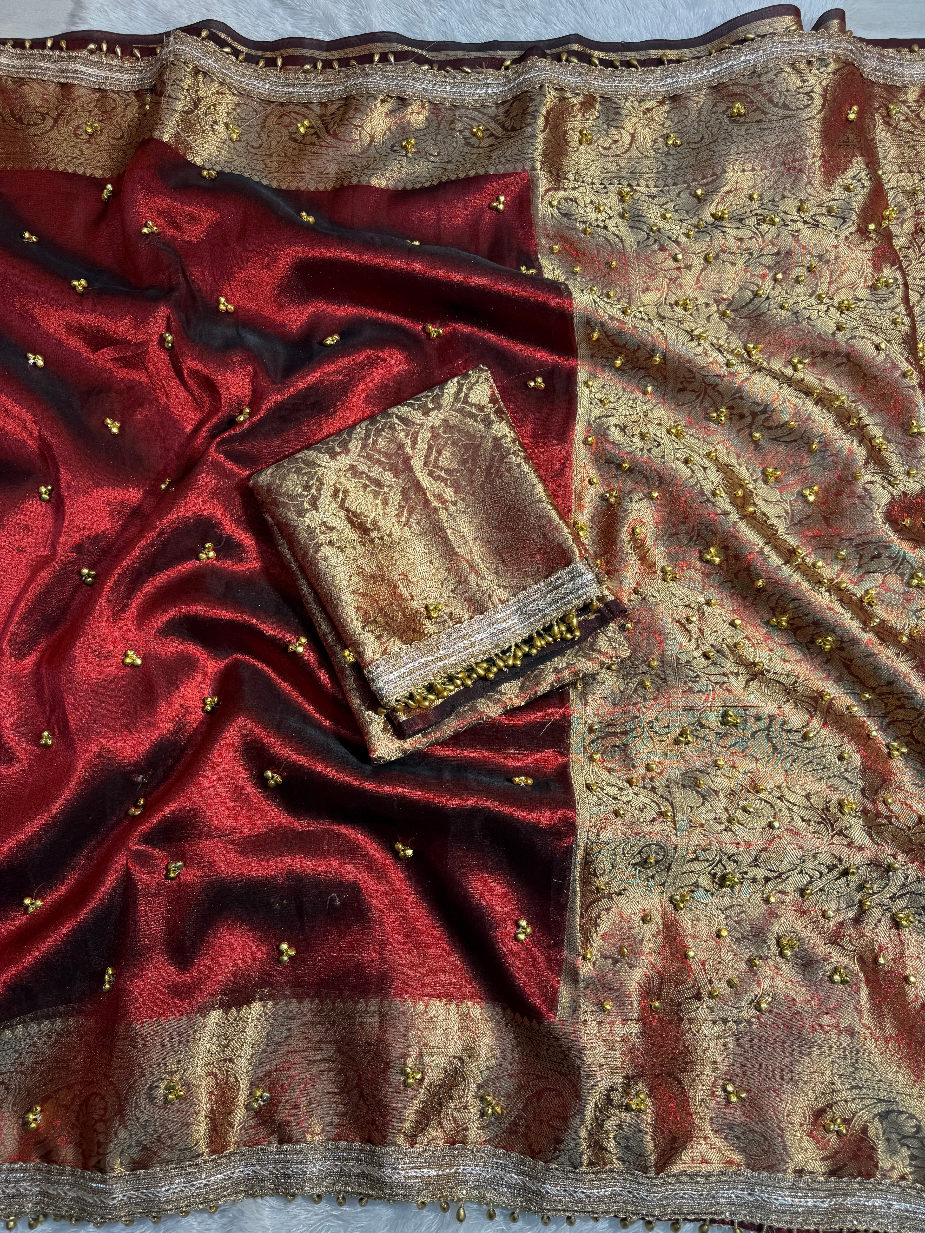 Premium Banarasi Soft Tissue Saree X Viral Ghungroo Work