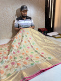 Soft Eri Silk Banarsi Weaving Jaal Pattern Saree