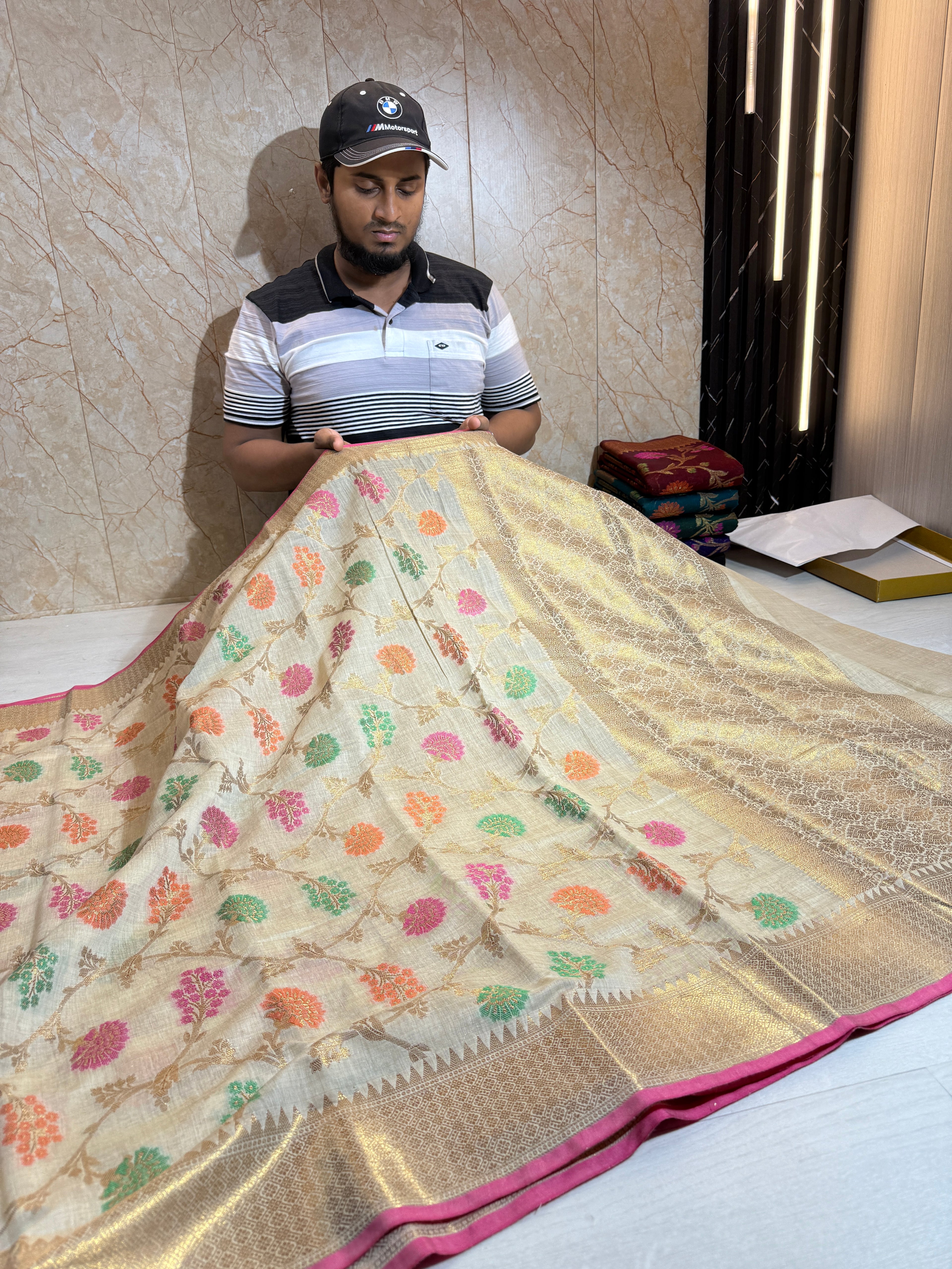 Soft Eri Silk Banarsi Weaving Jaal Pattern Saree