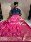 Premium Munga Silk Banarasi Saree With Rich Zari Pallu And Border