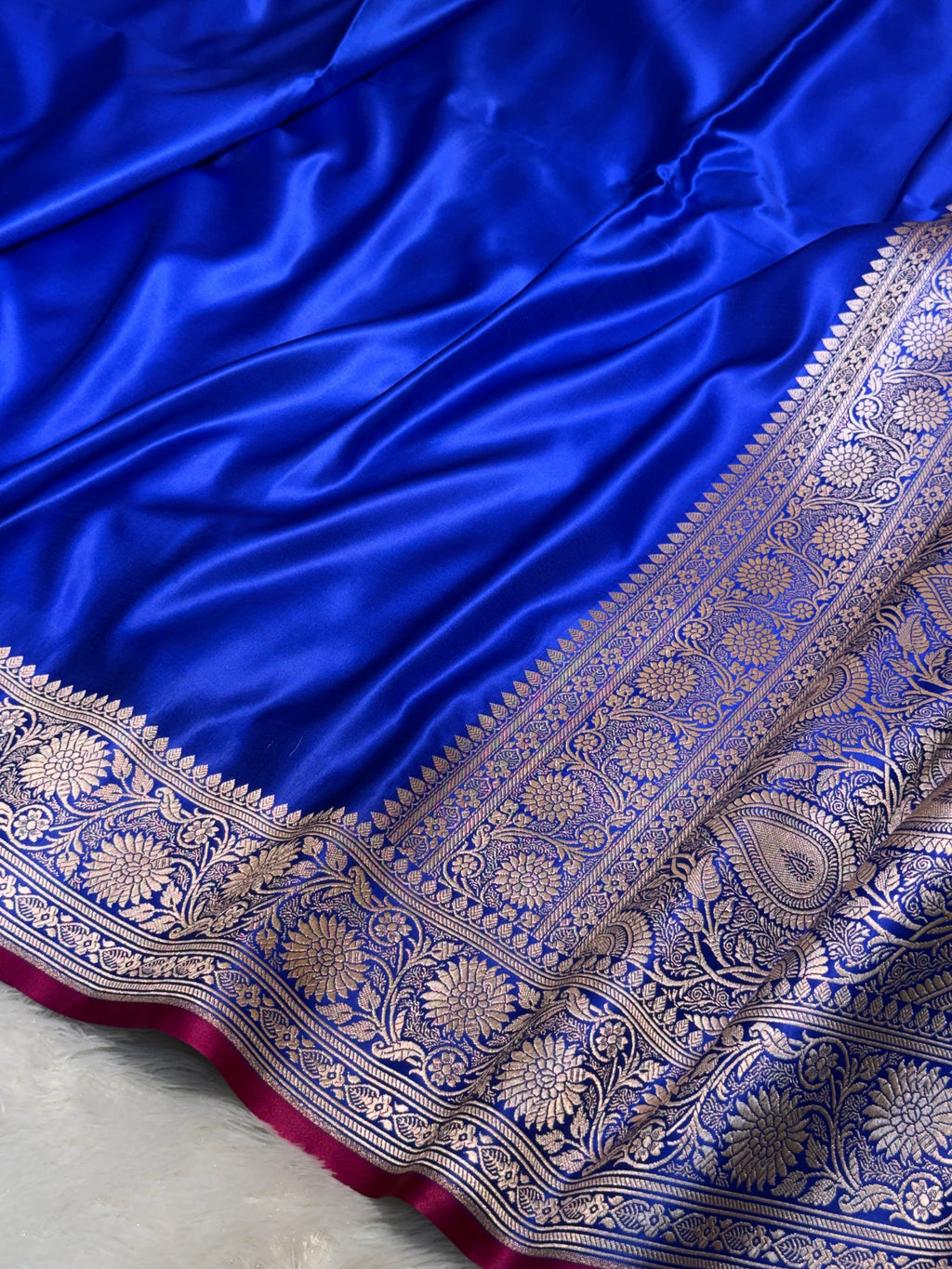Mashru Silk Banarasi Plain Saree Zari Border Pallu