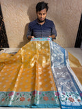 Banarasi Premium Tissue Silk Saree With Paithani Border Soft And Comfortable