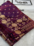 Mashru Silk Banarasi Booti Saree Zari Border Pallu