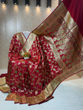 Banarasi Luxurious Meenakari Satin Silk Katan Saree With Rich Zari Pallu Border