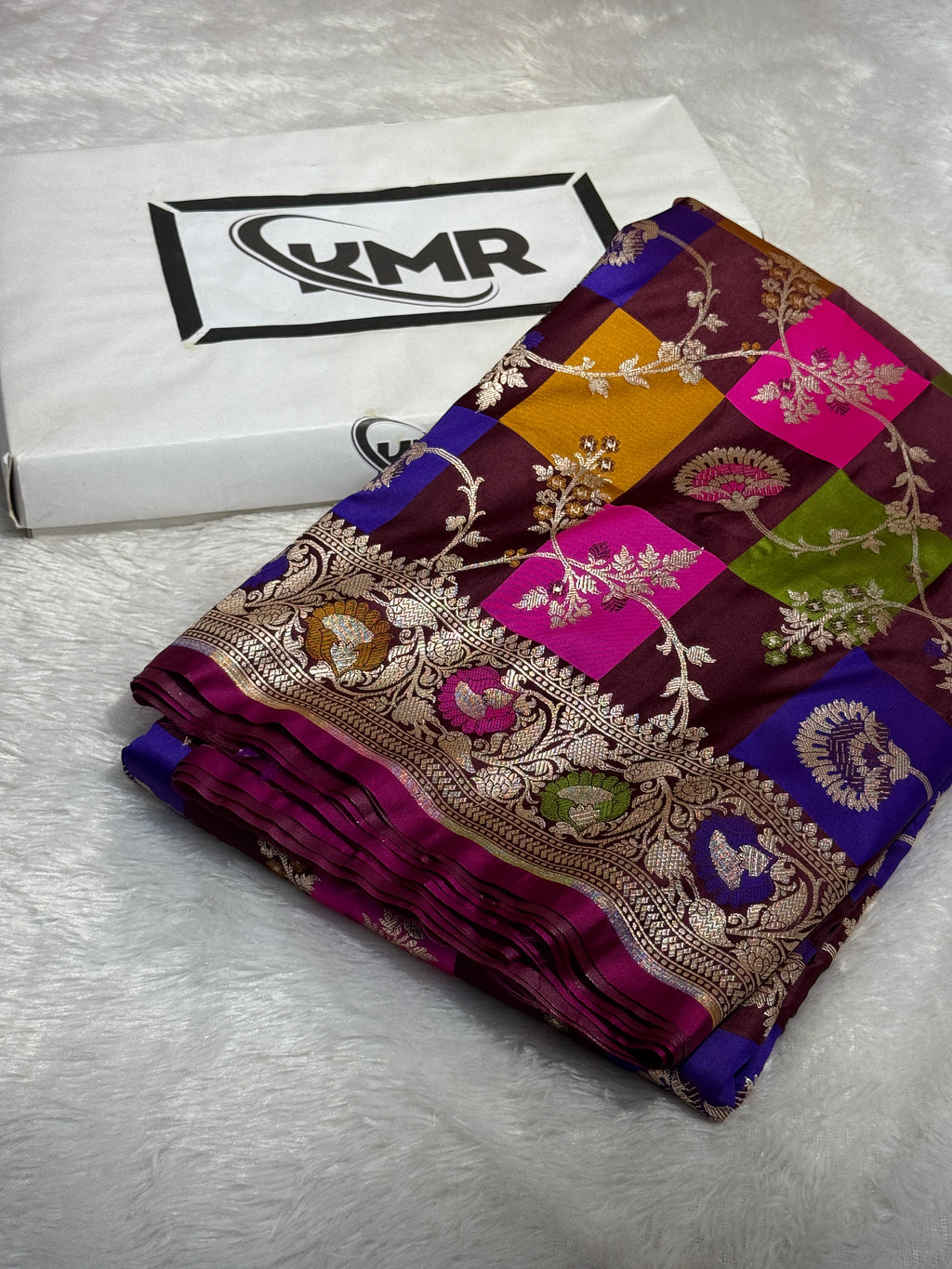Mashru Silk Banarasi Rangkaat Saree Zari Border Pallu