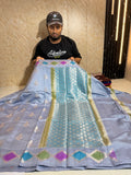 Pure Chiniya Silk Saree With Handbrush Work Border Buti Design Saree