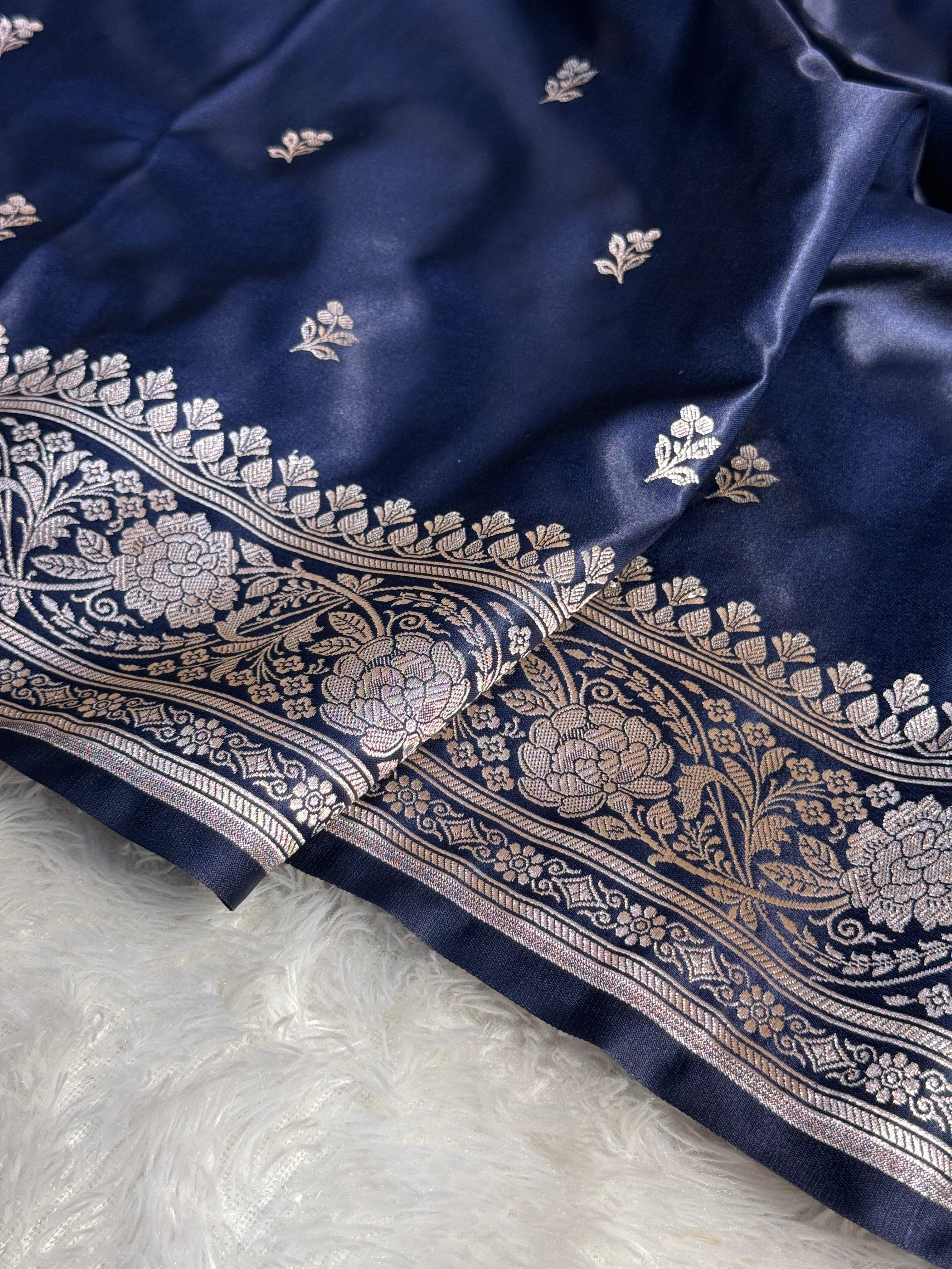 Mashru Silk Banarasi booti Saree Zari Border Pallu