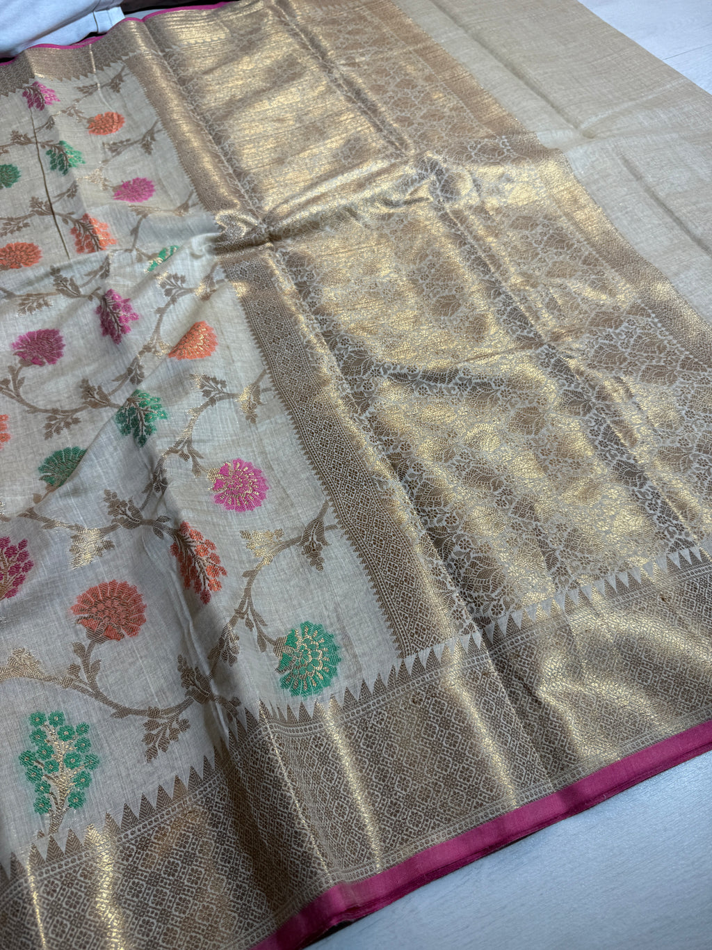 Soft Eri Silk Banarsi Weaving Jaal Pattern Saree