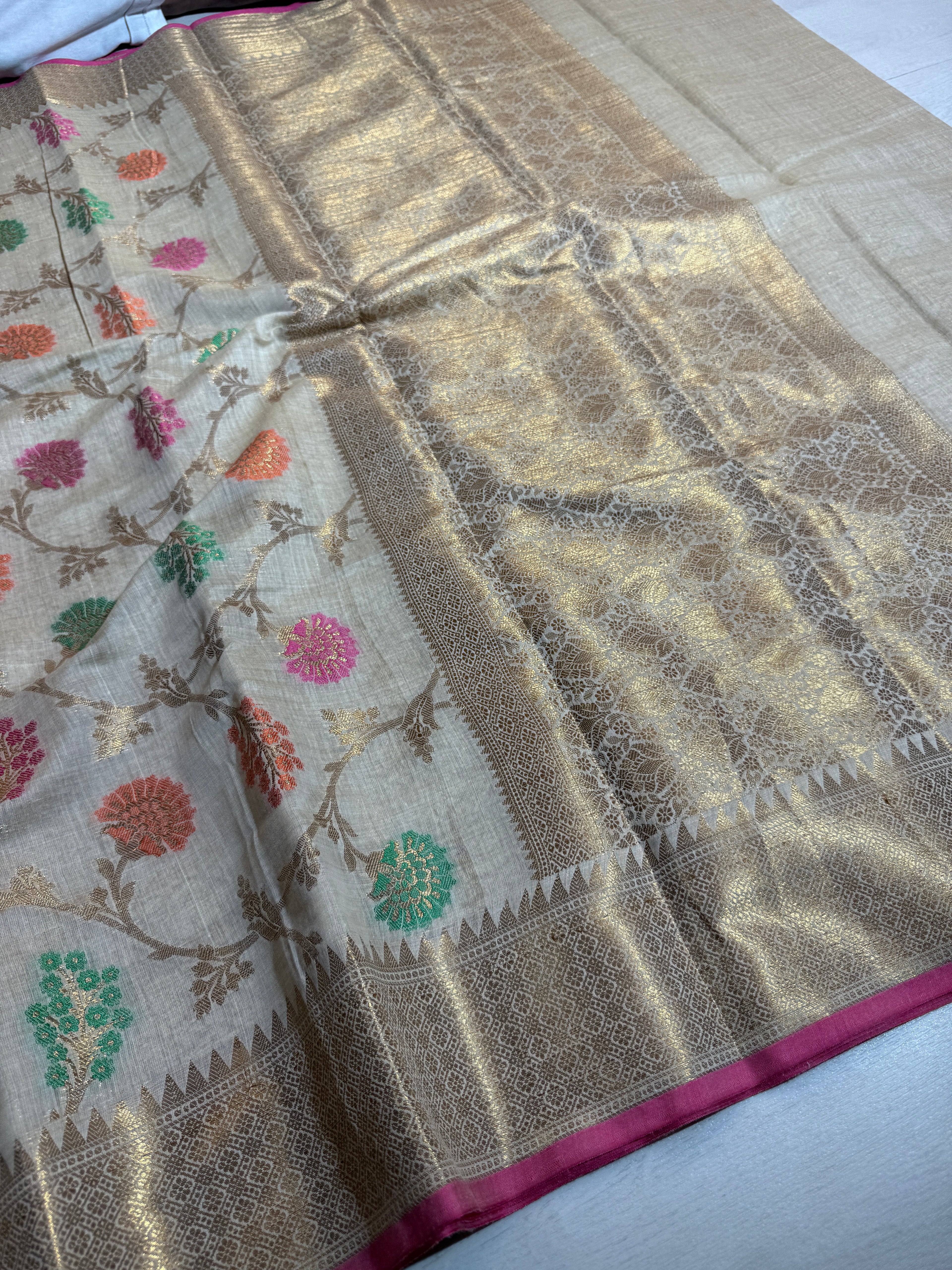 Soft Eri Silk Banarsi Weaving Jaal Pattern Saree
