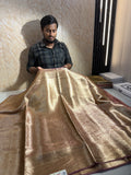 Luxurious Banarasi Pure Tissue Brocade Silk Saree With Plain Blouse Piece