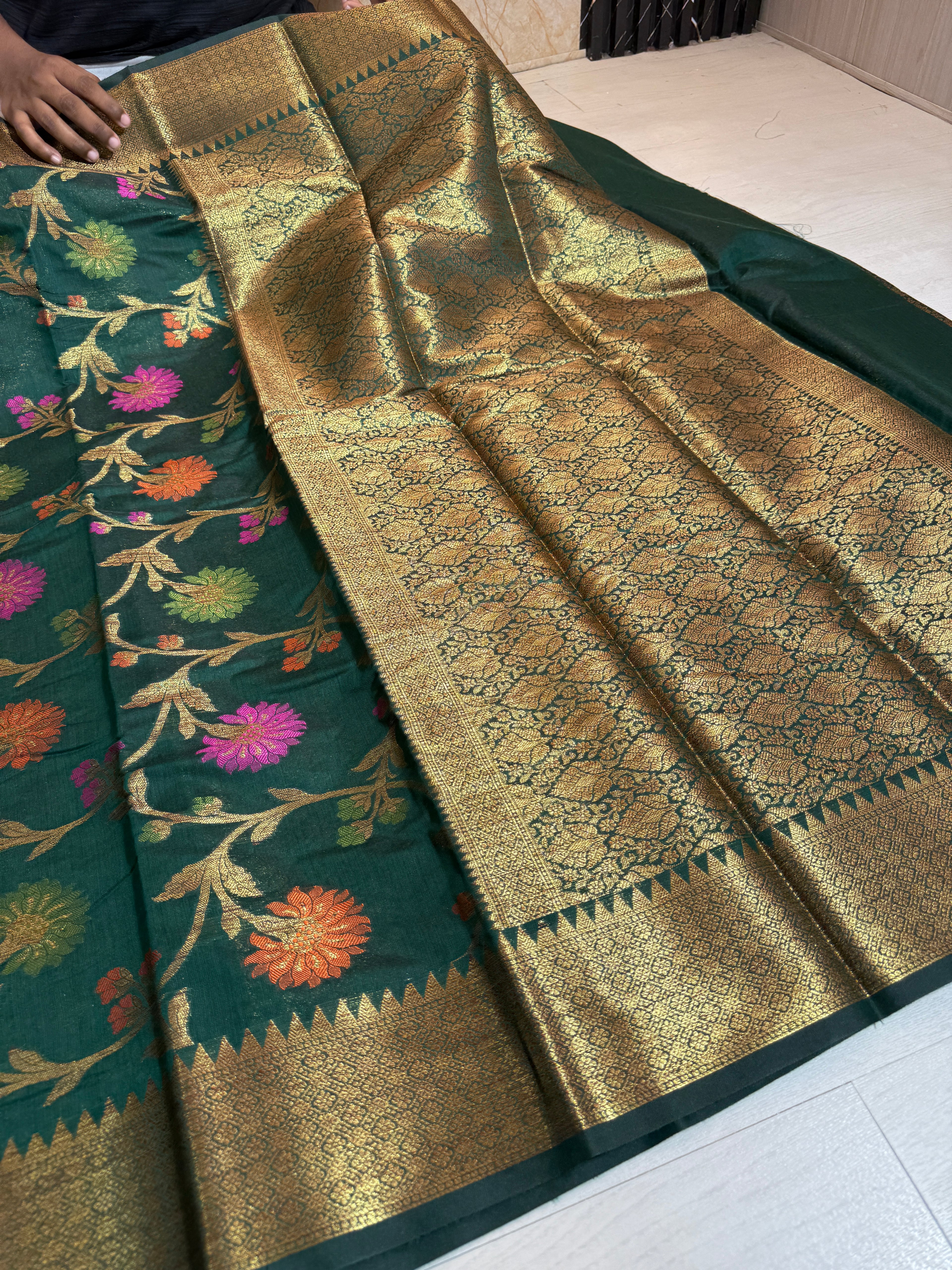 Soft Eri Silk Banarsi Weaving Jaal Pattern Saree