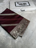 Mashru Silk Banarasi Luxurious Cross Pattern Saree Zari Border And Pallu