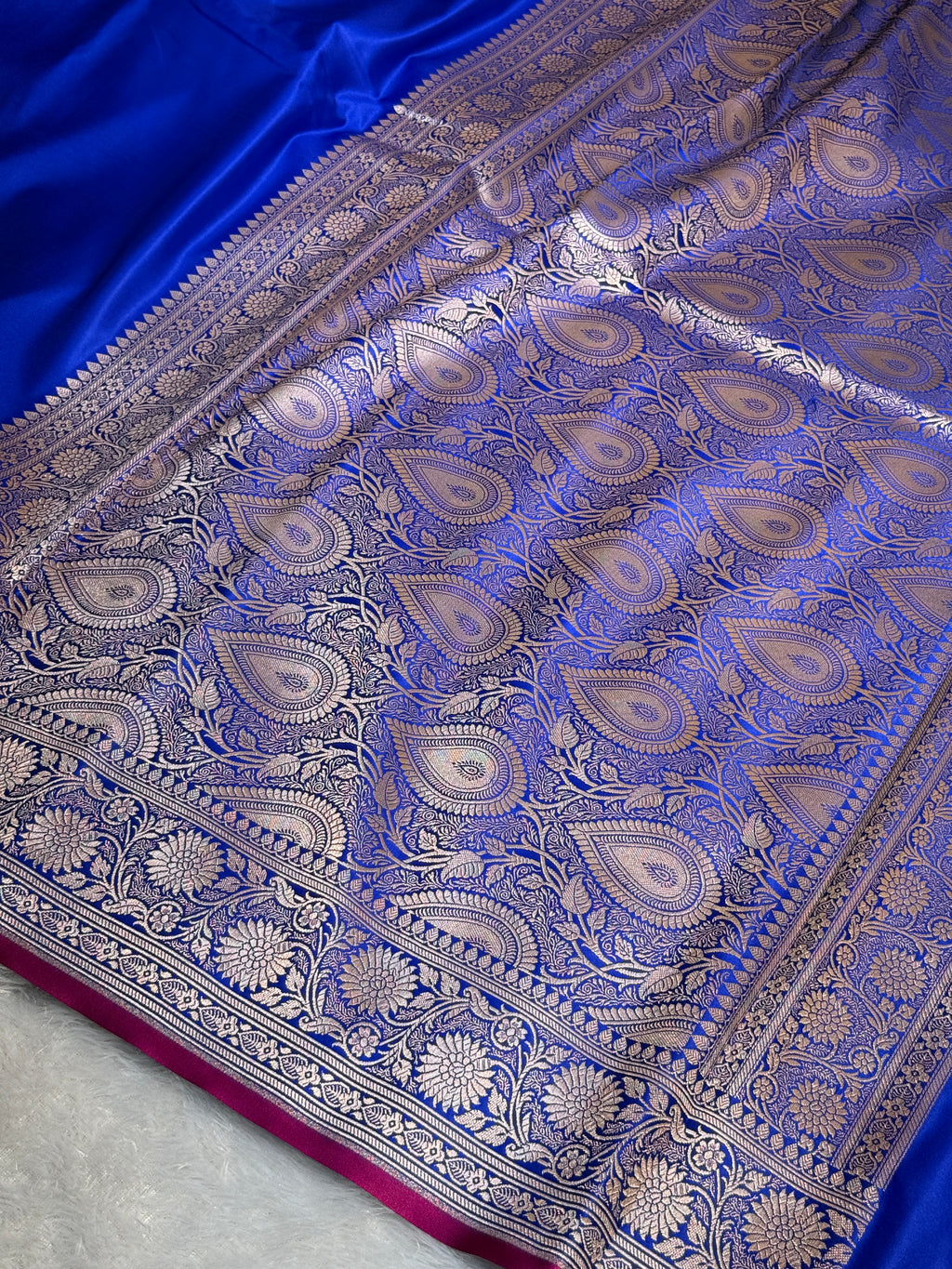 Mashru Silk Banarasi Plain Saree Zari Border Pallu