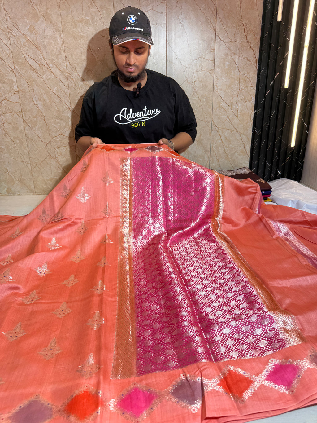 Pure Chiniya Silk Saree With Handbrush Work Border Buti Design Saree