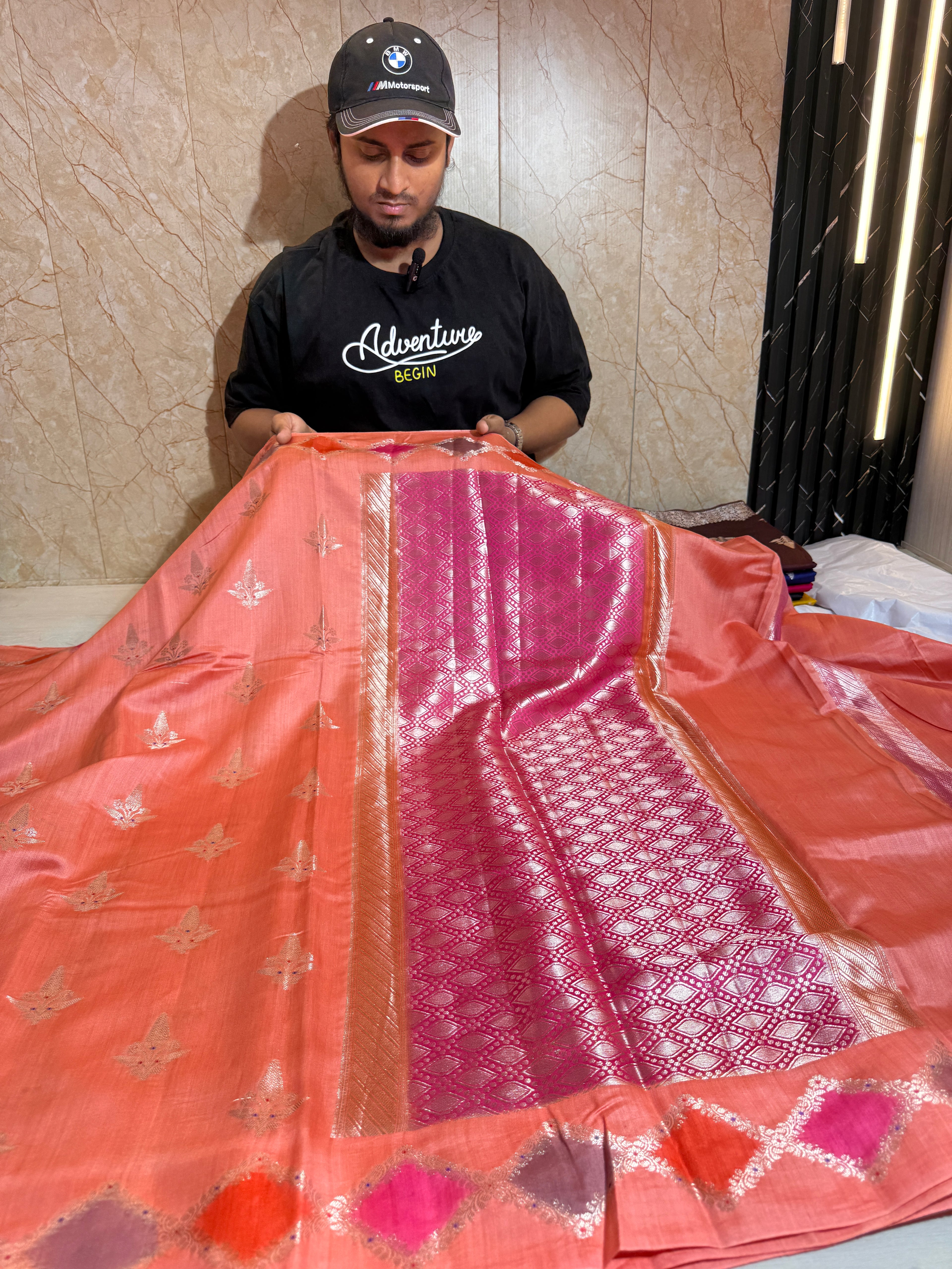 Pure Chiniya Silk Saree With Handbrush Work Border Buti Design Saree