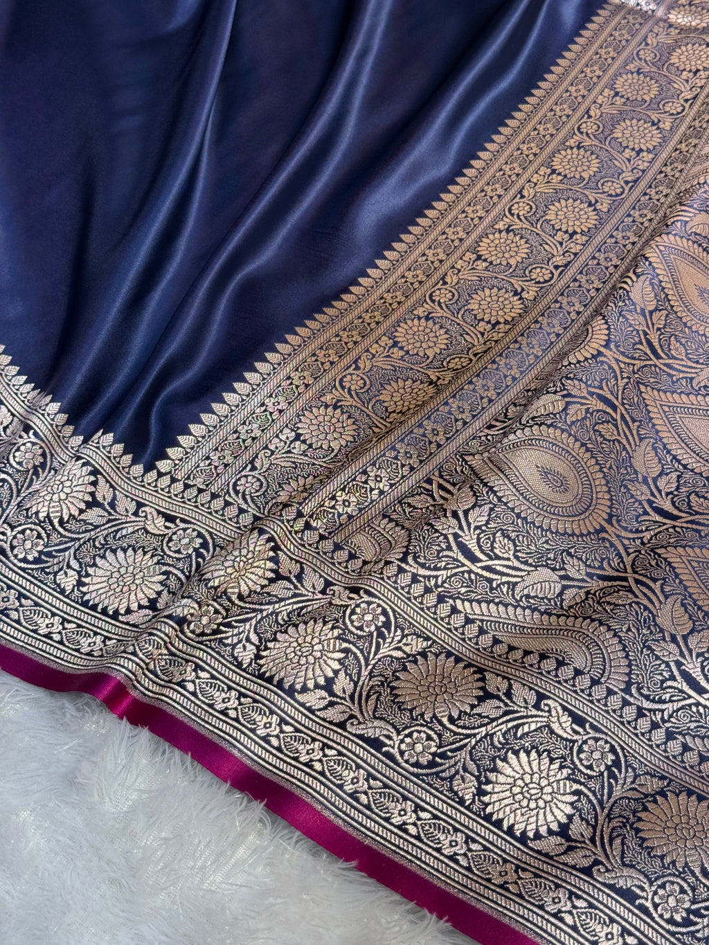 Mashru Silk Banarasi Plain Saree Zari Border Pallu