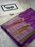 Premium Banarasi Skirt Border Mashru Katan Silk Saree With Handbrush Work