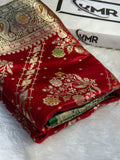 Mashru Silk Banarasi Contrast Meena Work Saree Zari Border Pallu
