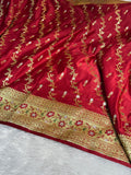 Banarasi Luxurious Meenakari Satin Silk Katan Saree With Cross Pattern