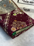 Mashru Silk Banarasi Contrast Meena Work Saree Zari Border Pallu