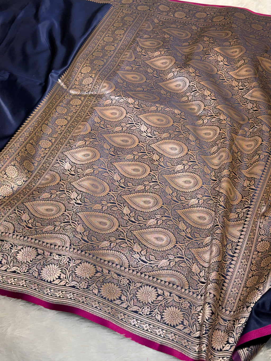 Mashru Silk Banarasi Plain Saree Zari Border Pallu