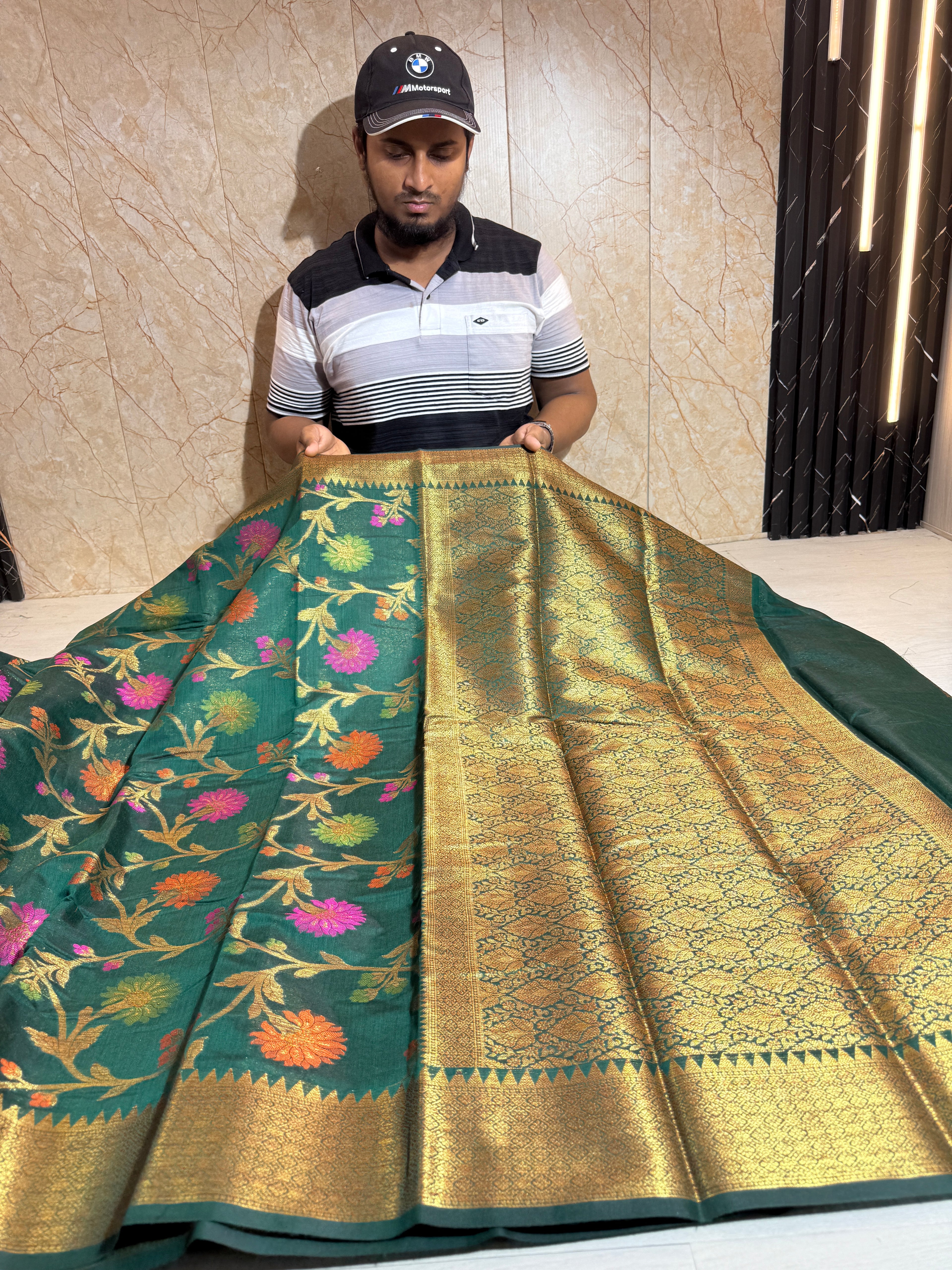 Soft Eri Silk Banarsi Weaving Jaal Pattern Saree