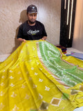 Pure Chiniya Silk Saree With Handbrush Work Border Buti Design Saree