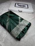 Mashru Silk Banarasi Luxurious Cross Pattern Saree Zari Border And Pallu