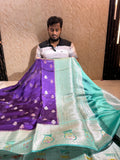 Premium Banarasi Pure Viscose Silk Saree With Contrast Border And Pallu